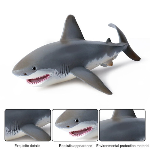 Educational Science Toy Simulated Shark Lifelike Shark Shaped Toy Great White Shark Animal Pvc Children Model Toy Collector Decor Gift Model Kids Children Bath Toy