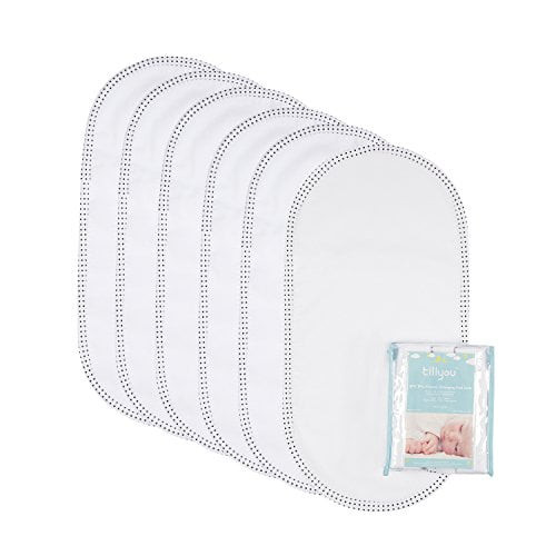 Tillyou 6pk Larger Softer Changing Pad Liners Waterproof, 27" X 13" Washable Reusable Changing Table Cover Liners Double Layers, 100% Cotton Flannel Surface, 6 Count