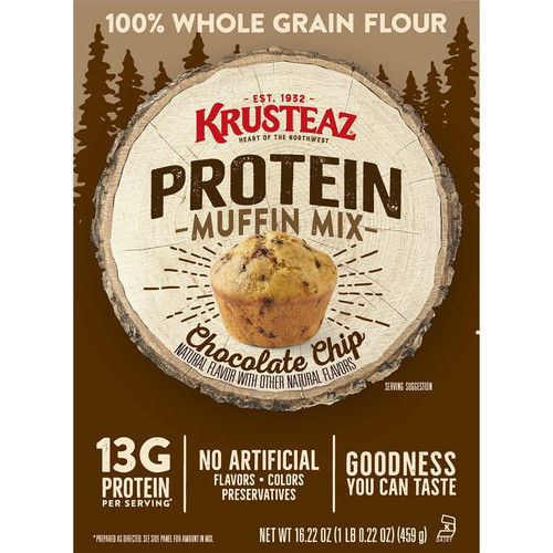 Krusteaz Protein Chocolate Chip Muffin Mix, 16.22 Oz Box