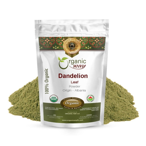 Organic Way Dandelion Leaf Powder | Herbal Tea (taraxacum Officinale) - European Wild-harvest | Organic & Kosher Certified | Non Gmo & Gluten Free | Usda Certified | Origin - Albania (1/4lbs / 4oz)