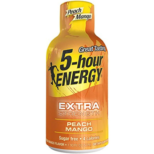 5 Hour Energy Extra Strength Drink Shot, Peach/mango, 4 Count