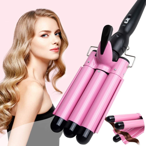 Doingart 3 Barrel Curling Iron Wand Dual Voltage Hair Crimper Temperature Adjustable 28mm Hair Crimper, 1.1 Inch Ceramic Tourmaline Triple Barrels, Hair Waving Styling Tools
