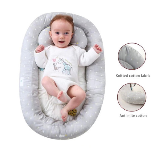 Kakiblin Newborn Lounger, Co Sleeping Nest Soft Crib Bassinet For For 0-12m, Gray