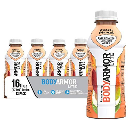 Bodyarmor Lyte Sports Drink Low-calorie Sports Beverage, Peach Mango, Natural Flavors With Vitamins, Potassium-packed Electrolytes, No Preservatives, Perfect For Athletes, 16 Fl Oz (pack Of 12)