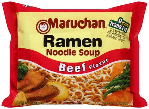 Maruchan Beef Flavor Ramen Noodle Soup, 3 Oz (12 Packs)