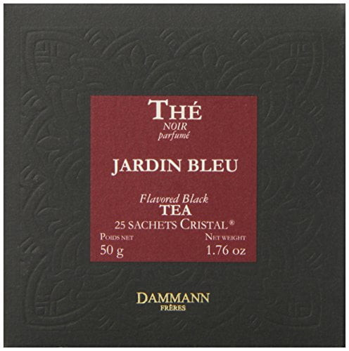 Dammann Freres Sachets, Jardin Bleu Tea Bags, Premium Gourmet French Black Tea, Blend Strawberry, Rhubarb Flavors, 25 Count (single Pack) (synchkg055739)