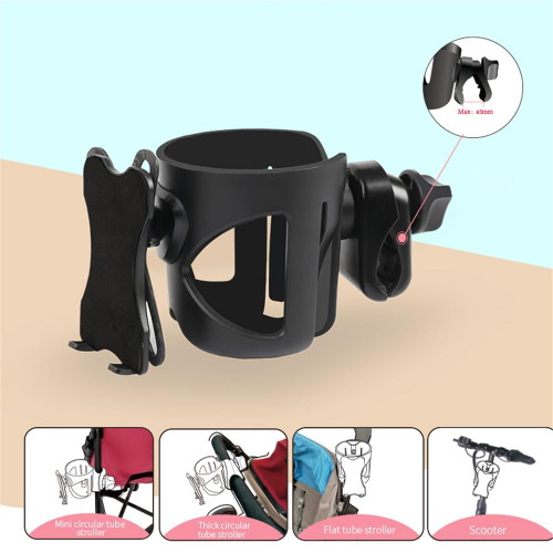 Stroller Cup Holder Strong Compatibility,bike Cup Holder Phone Case 2 In1, 360 Degree Adjustable Rotating Cup Holder For Walker, Baby Strollers, Bicycles, Handlebar