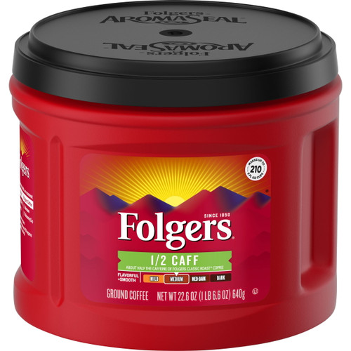 Folgers Half Caff Ground Coffee, Medium Roast, 22.6-ounce