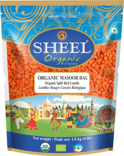 Sheel Organic Red Split Lentil / Masoor Dal 4 Lbs
