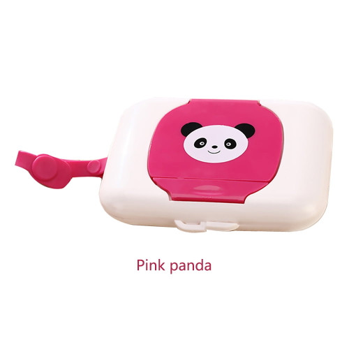 "wrea Cute Cartoon Panda Portable Baby Wipes Dispenser, Wipe Case Travel Wet Wipes Holder Waterproof With Sealed Zipper"