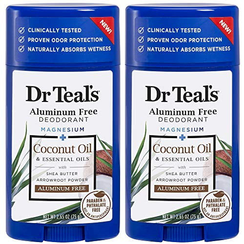 Dr Teal S Aluminum Free Deodorant - Coconut Oil - Paraben & Phthalate Free - 2.65 Oz Pack Of 2