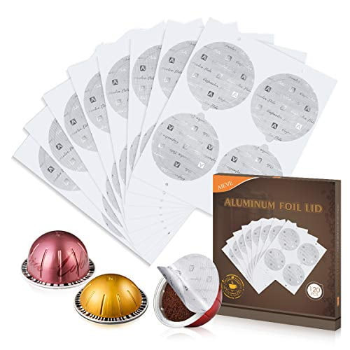 Aieve 120pcs Aluminum Foil Seals Lid For Nespresso Capsules Vertuoline, Aluminum Lids Seals Foil Lids Compatible With Nespresso Vertuoline Pods Nespresso Vertuo Pods Nespresso Pods Coffee Po