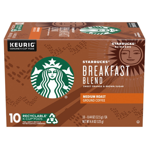 Starbuck K-cup Breakfast Blend Coffee, 4.4 Oz, 10 Pods
