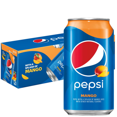 Pepsi Cola Mango Soda Pop, 12 Oz, 12 Pack Cans