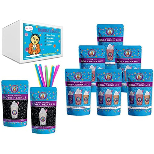 The Original Ultimate D.i.y. Boba / Bubble Tea Kit, 60+ Drinks, 6 Flavors, Boba Pearls, Straws And Shaker (fruity)
