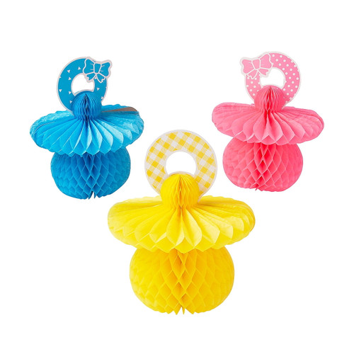 Baby Pacifier Honeycomb Centerpieces, Party Decor, Baby, 3 Pieces