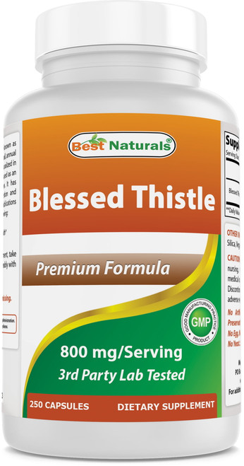 Best Naturals Blessed Thistle 800mg 250 Capsules | Breastfeeding Supplement