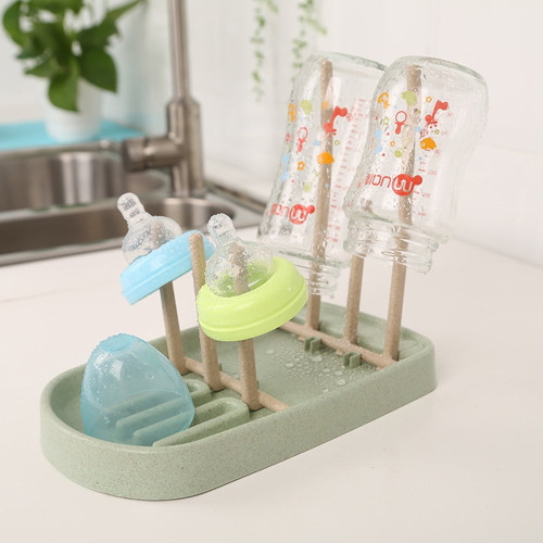 Windfall Baby Bottle Drying Rack, Countertop Drying Rack For Baby Feeding Accessories, Cups, Pump Parts - Bpa Free Drying Rack Wheat Straw Draining Cup Dryer Foldable Holder Tray