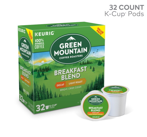 Green Mountain Coffee Decaf Breakfast Blend K-cup Pods, Light Roast, 32 Count For Keurig Brewers