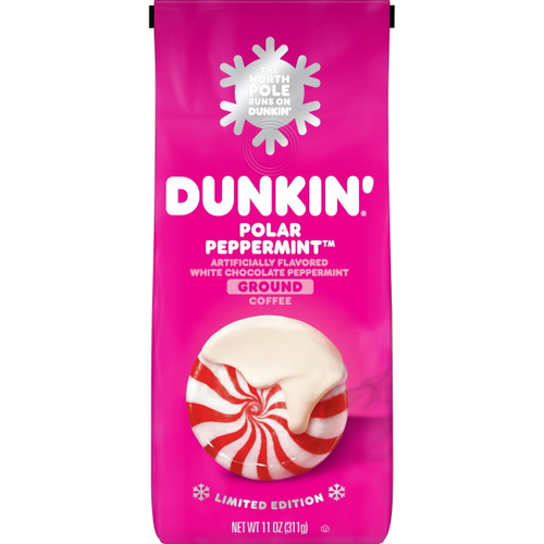 Dunkin' Polar Peppermint, Limited Edition Holiday Coffee, 11 Ounce Bag (packaging May Vary)