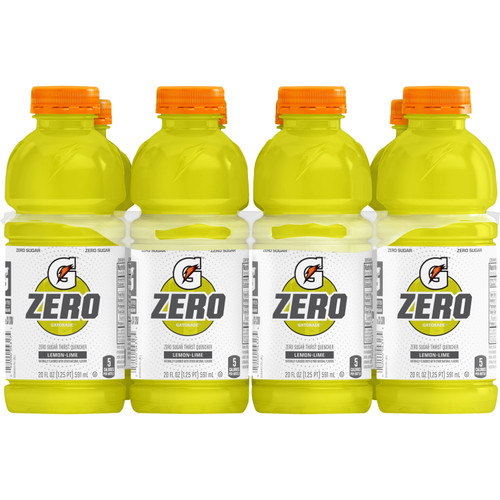 Gatorade G Zero Sugar Lemon Lime Thirst Quencher Sports Drink, 20 Oz, 8 Pack Bottles