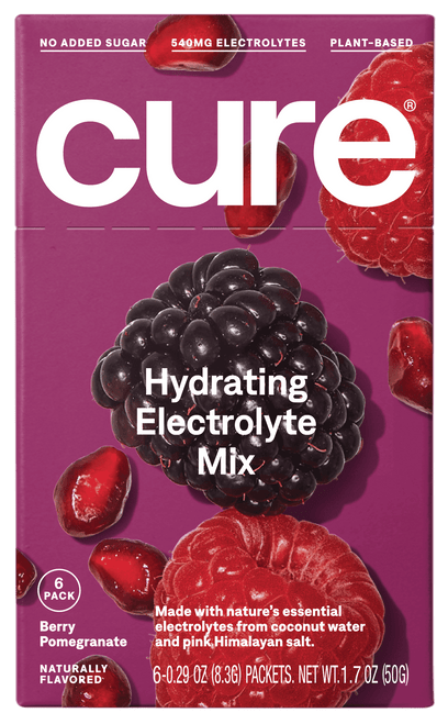 Cure Hydration Electrolyte Powder Drink Mix, Berry Pomegranate, 6 Packets