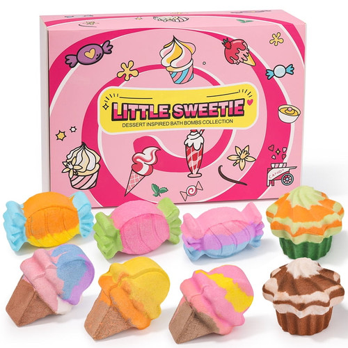 8pcs Dessert Inspired Bath Bomb Collection - Little Sweetie, Bath Bomb Set