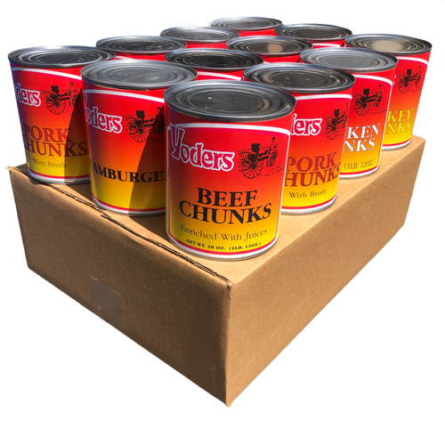 Yoder's Canned Premium Variety Pack (beef, Chicken, Hamburger, Turkey, Pork, Pork Sausage) Emergency Preparedness Survival Food For Camping And Backpacking - 12 Cans