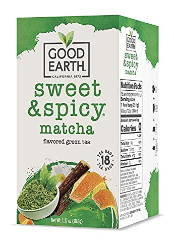 Good Earth Sweet & Spicy Matcha Flavored Green Tea 18 Tea Bags 1.37 Oz (pack Of 1)