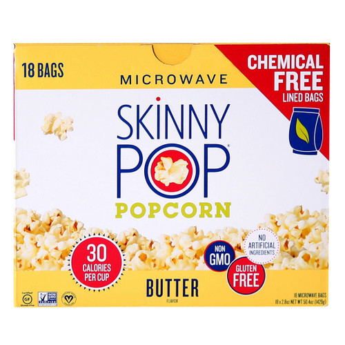 Skinnypop Butter Flavor Microwave Popcorn, 18 Ct.