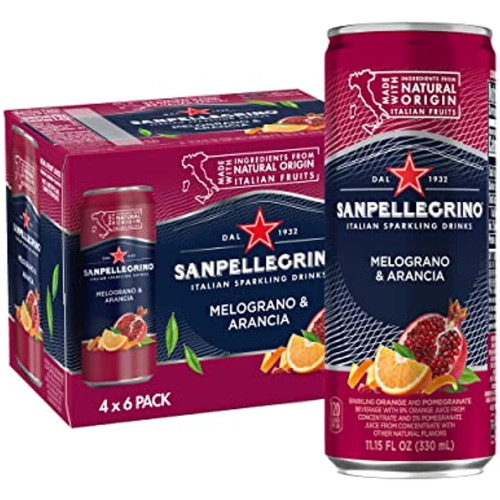 Sanpellegrino Italian Sparkling Drink Melograno And Arancia, Sparkling Orange And Pomegranate Beverage, 24 Pack Of 11.15 Fl Oz Cans