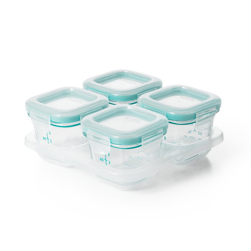 Oxo Tot Glass Baby Food Storage & Dispensers Blocks (4 Oz), Teal
