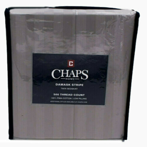 Chaps Home Damask Stripe Bed Skirt 100% Pima Cotton Gray Size Twin