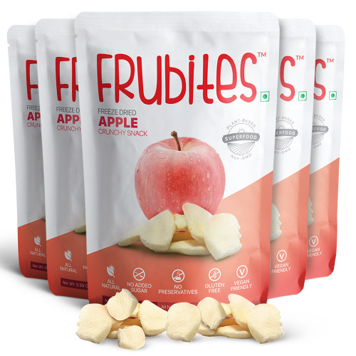 Frubites Apple - Freeze Dried Fruit Snack (pack Of 5, 80 G), Crispy, Crunchy Apple Snack. No Added Sugar, Vegan, Gluten Free Snacks For Kids And Adults