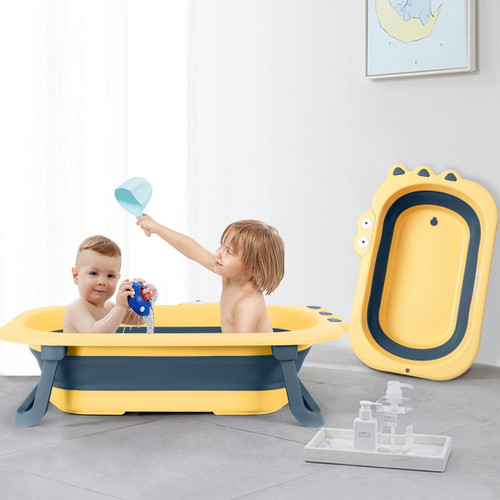 Folding Baby Bath - Portable Baby Bathtub Newborn To Toddler - Baby Bathtub For Girls And Boys, Yellow