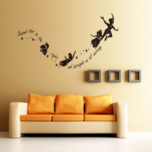 Black Tinkerbell Second Star To The Right Peter Pan Wall Sticker Mural Art Decal Decorate The Loving Home