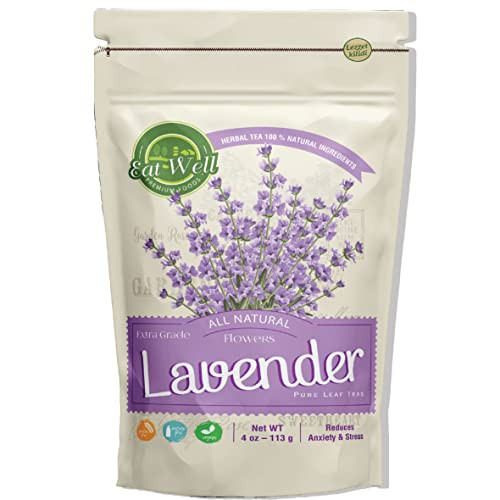 Lavender Flowers | 4 Oz Reseable Bag,bulk | Dried Culinary Lavender Buds, Herbal Tea | Relaxing,sleep Well | Aromatherapy, Crafts Potpourri,home Fragrance By Eat Well Premium Foods