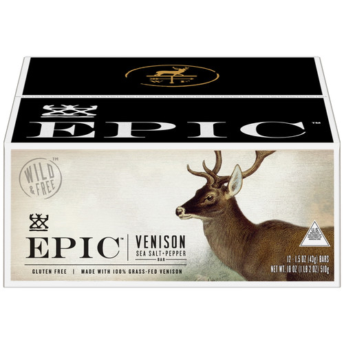 Epic Venison Sea Salt & Pepper Bars, Keto Friendly, Gluten Free, 12 Ct