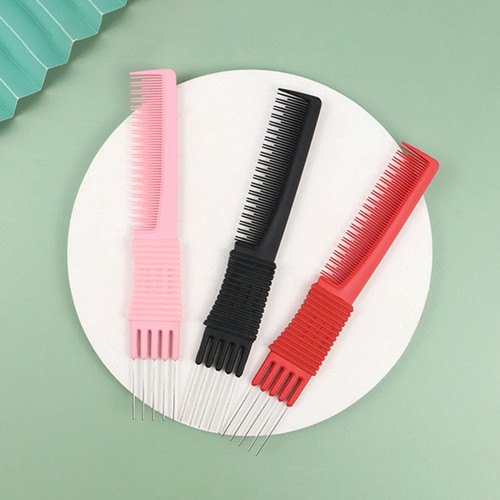 Cheers.us Hair Pick Double Side Pick Salon Teasing Back Combs Carbon Comb With Steel Lift Teasing Combs With Metal Prong Combs For Women