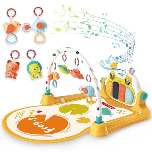 Gilobaby Baby Gym Play Mat, Toddler Kick N Play Piano Activity Gym Mat With Rattles (unisex)