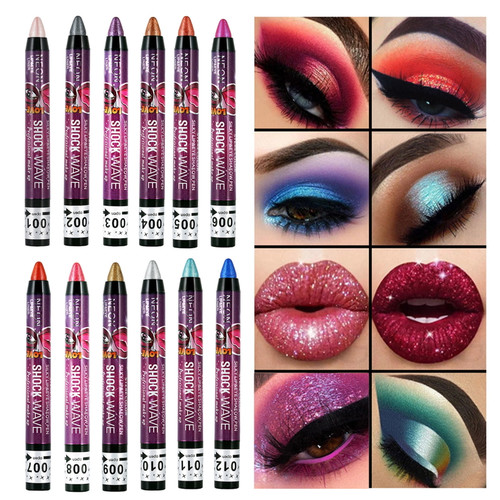 Xdian 12 Colors 2-in-1 Eye Shadow Pen Professional Non-stick Cup Waterproof Long Lasting Pigmented Eyeshadow Lip Pen For Women