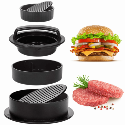 Hamburger Press Maker, Burger Press, 3 In 1 Non-stick Meat Beef Veggie Hamburger Patty Mold, Essential Tool To Make Patty For Stuffed Burgers Slider Bbq Barbecue Grilling