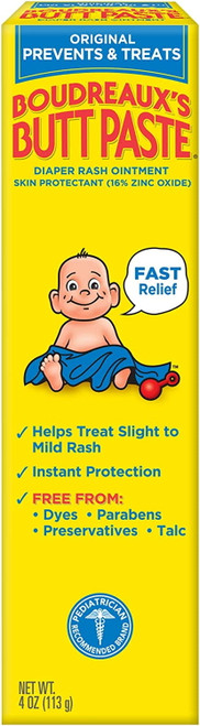 Boudreaux's Butt Paste Original Diaper Rash Ointment Tube, 4 Oz