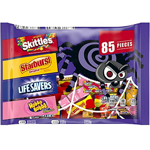 Skittles, Starburst, Life Savers Gummy & Hubba Bubba Bulk Halloween Candy Assortment - 19.34oz/85ct