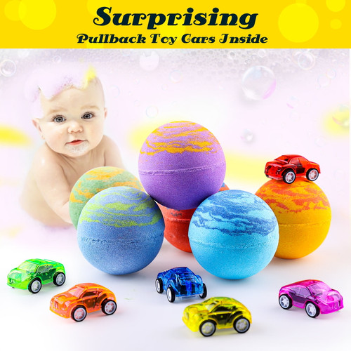 6pcs Bath Bombs For Kids With Surprise Toy Cars Inside Moisturizing Kids Bath Bombs Boys And Girls