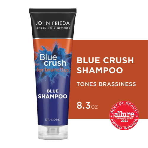 John Frieda Blue Crush For Brunettes Blue Shampoo, For Brassy Hair, 8.3 Fl Oz