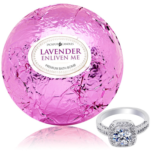 Bath Bomb With Size 8 Ring Inside Enliven Me Lavender Extra Large 10 Oz. Made In Usa
