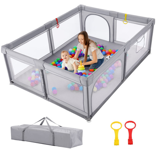 Large Baby Pen, Breathable Mesh, Safe And Seamless, Comfortable Infant Playpen With Handle, Sturdy, Indoor And Outdoor Activity Center For Kids With Non-slip Base