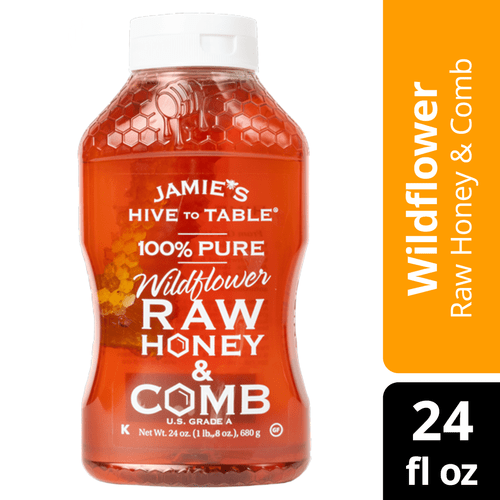 Jamie's Hive To Table 100% Wildflower Honey Raw Honey & Comb, 24 Oz
