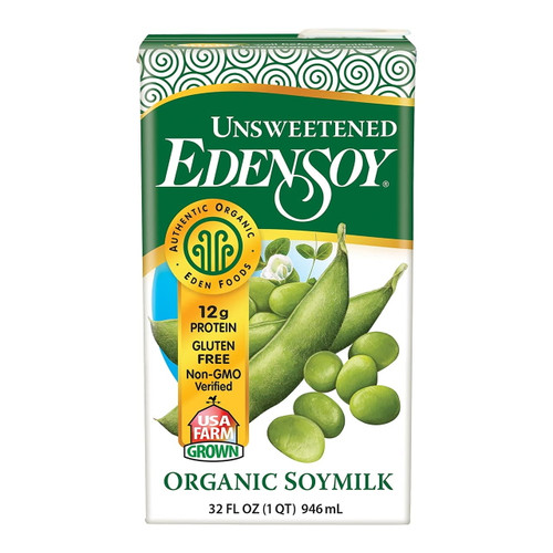 Eden Foods Organic Unsweetened Edensoy Soymilk, 32 Oz. Bottles (pack Of 12)